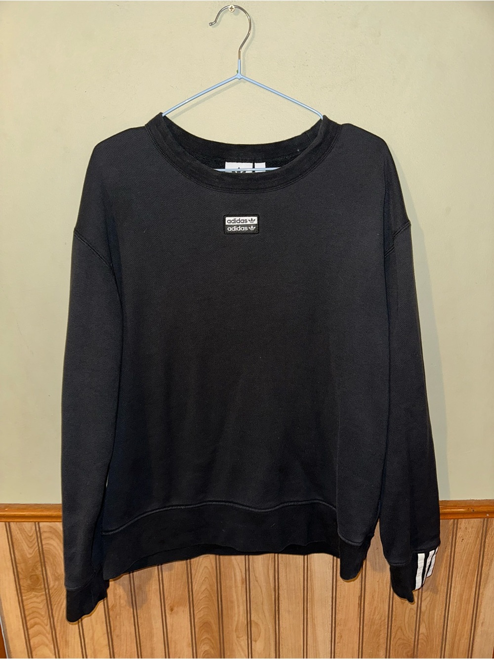 adidas Black Crewneck Sweatshirt with Small Logo Patch